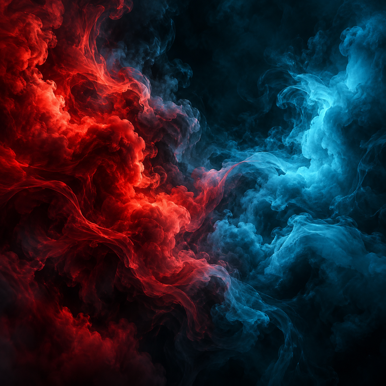 Abstract red and blue smoke